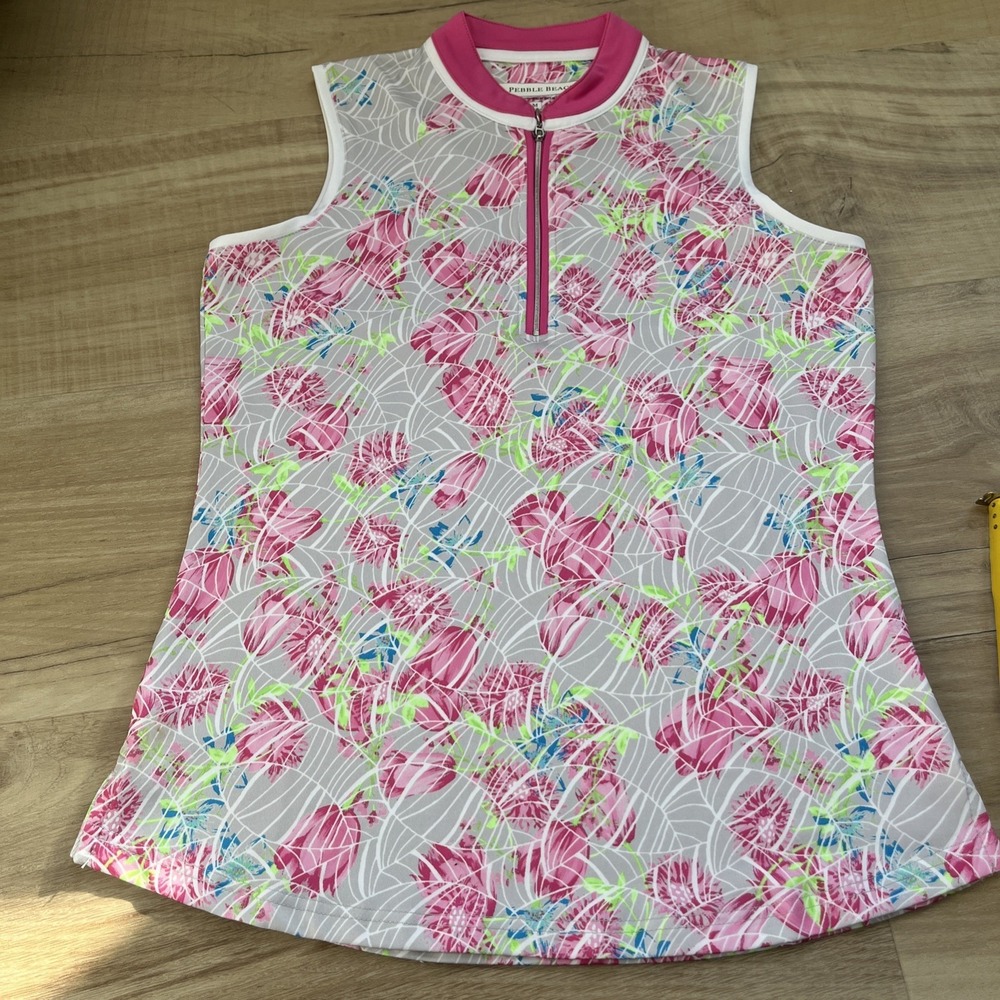 Pebble Beach Dry-Luxe Performance Multicolor Sleeveless Polo 1/4‎ Zip  M, Golf